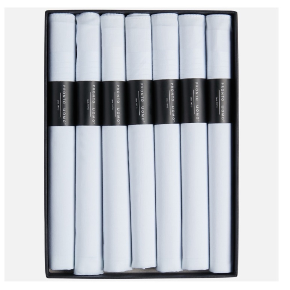 Pronto Uomo White Handkerchiefs - 7-Pack